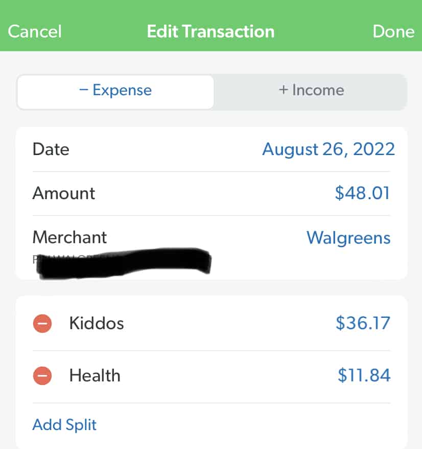 Split Transactions in EveryDollar