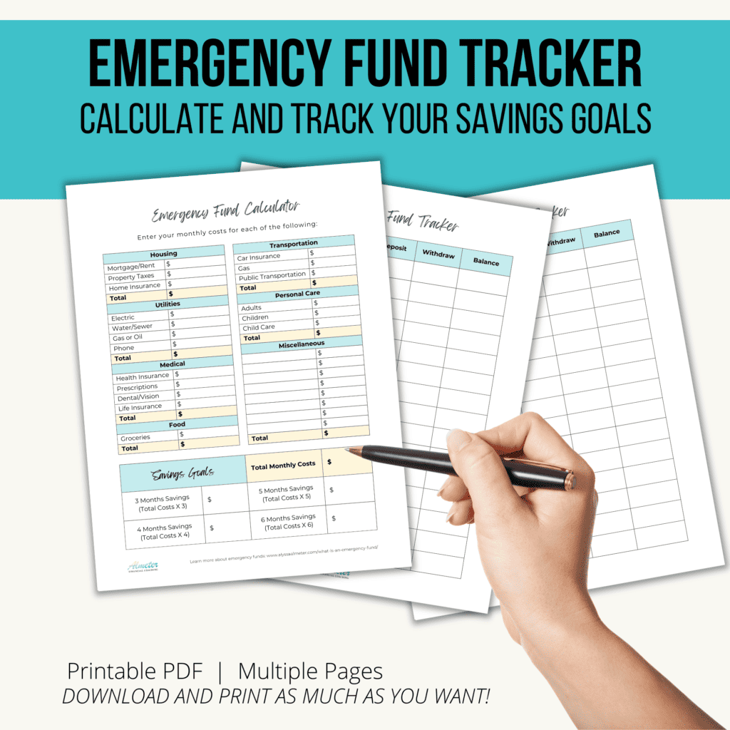 emergency fund tracker printable